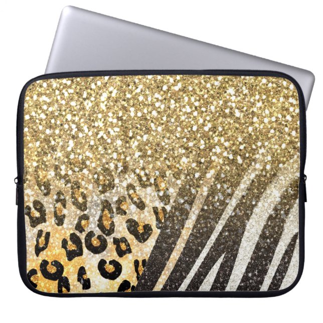 Capa Para Notebook Espantoso, giro, leopardo-de-ouro e zebra (Frente)