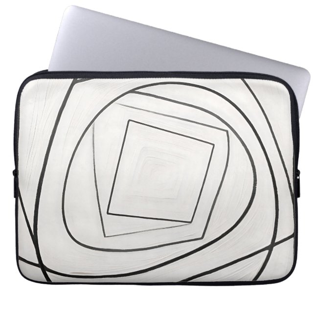 Capa Para Notebook Espiral Quadrada Abstrata Preto Branco (Frente)