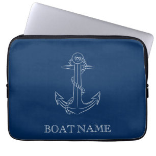 Capa Para Notebook Espírito Náutico Âncora Azul Marinho