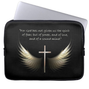 Capa Para Notebook Espírito Santo com cruz e escritura cristãs