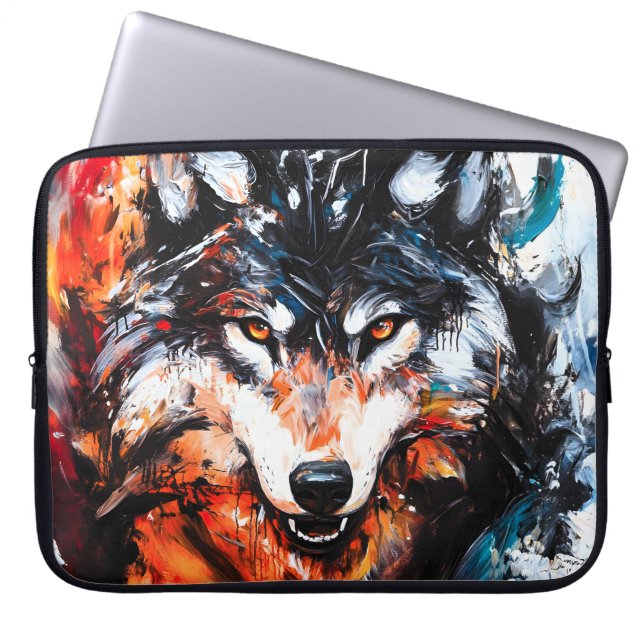 Capa Para Notebook Espírito Selvagem Abstrato Lobo (Frente)