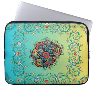 Capa Para Notebook Esplendor Infinito - Design Floral Verde Mehndi