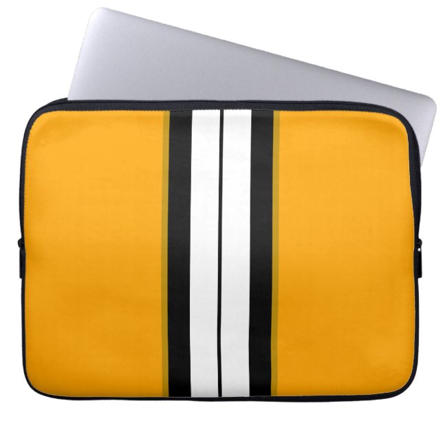 Capa Para Notebook Esportes com faixa amarela branca, divisível, pret (Frente)