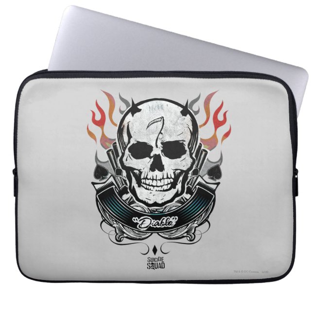 Capa Para Notebook Esquadrão Suicida | Diablo Skull & Flames Tattoo A (Frente)