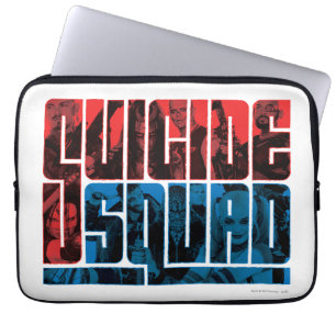 Capa Para Notebook Esquadrão Suicida Logotipo vermelho e azul