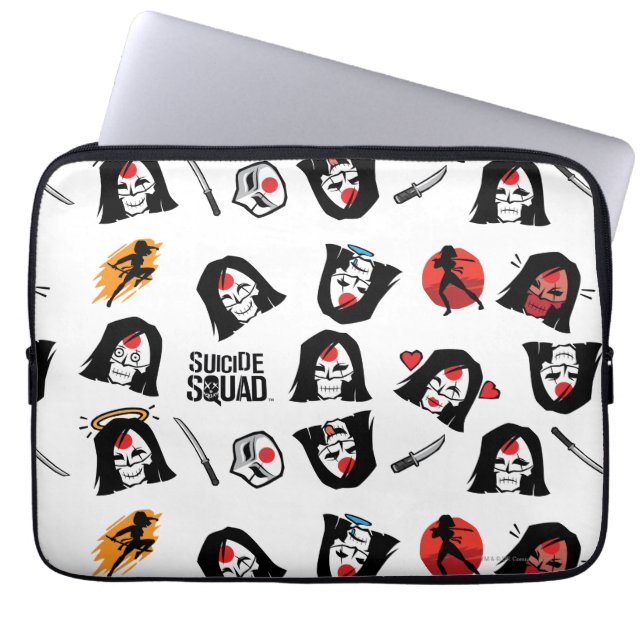 Capa Para Notebook Esquadrão Suicida | Padrão Katana Emoji (Frente)