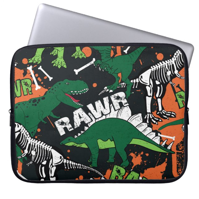 Capa Para Notebook Esqueleto de dinossauro, padrão perfeito. (Frente)