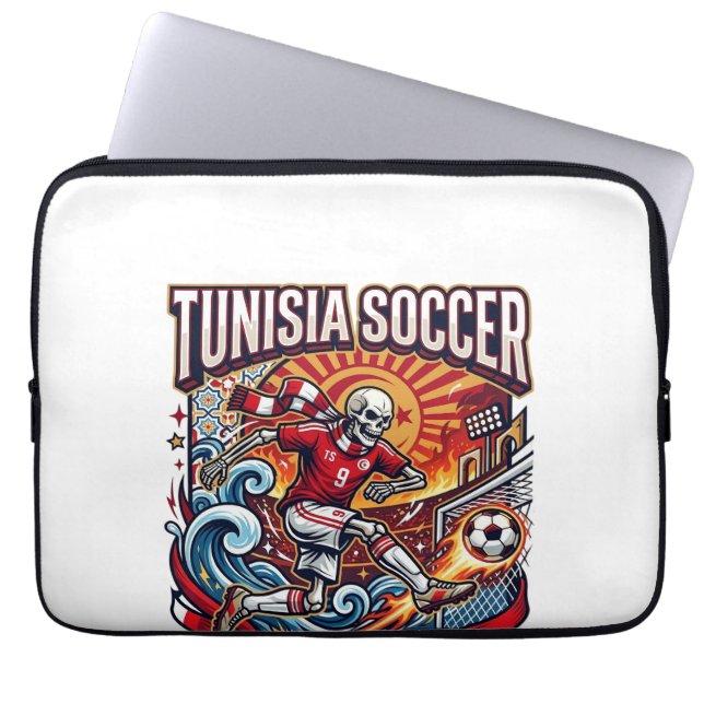 Capa Para Notebook Esqueleto de Futebol da Tunísia Nações Atacante Pr (Frente)