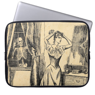 Capa Para Notebook Esqueleto que espia na senhora Vintage Gótico Art