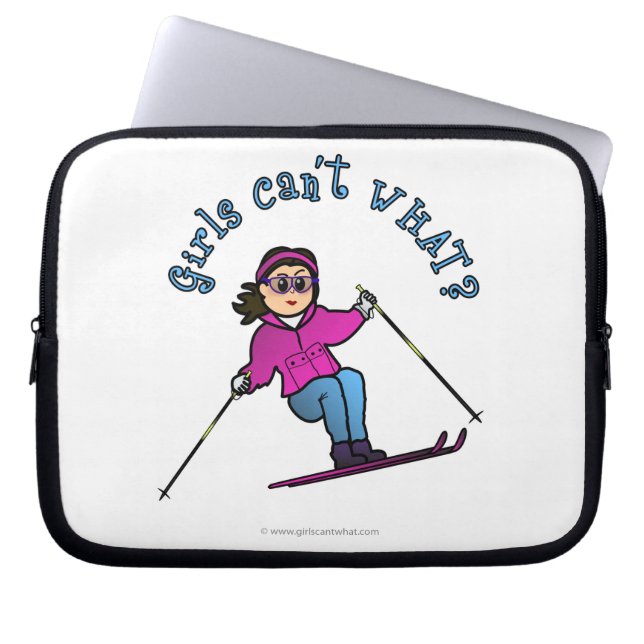 Capa Para Notebook Esqui de Neve de Menina Clara (Frente)