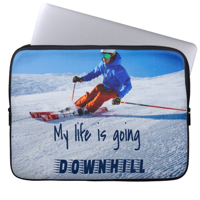 Capa Para Notebook Esqui descida Engraçado Esqui Motivacional de Neve (Frente)