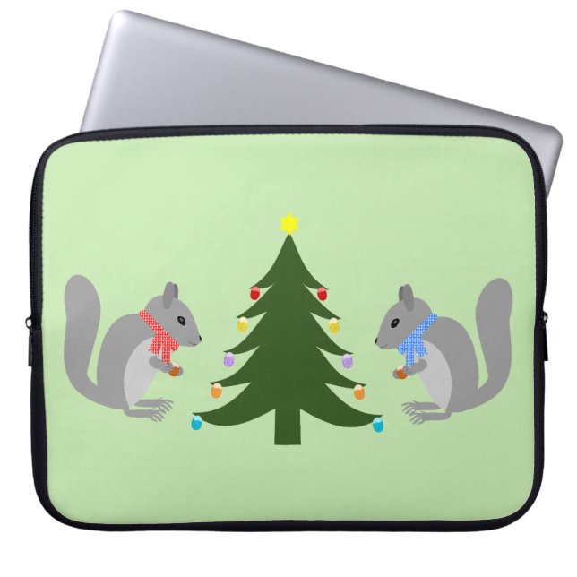 Capa Para Notebook Esquilos Decorantes de Árvores de Natal (Frente)