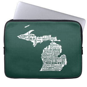Capa Para Notebook Estado Verde das Cidades de Michigan
