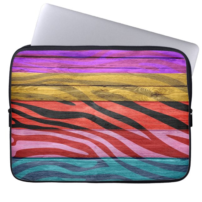 Capa Para Notebook Estampa de Zebra em Madeira #12 (Frente)