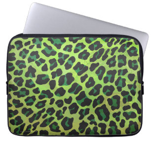 Capa Para Notebook Estampa Preta e Verde de Leopardo