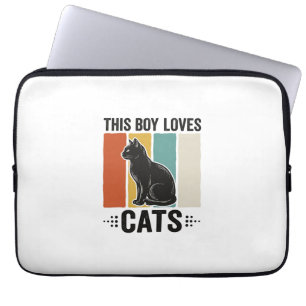 Capa Para Notebook Este Garoto Ama Gatos Design Retro Amante de Gatos