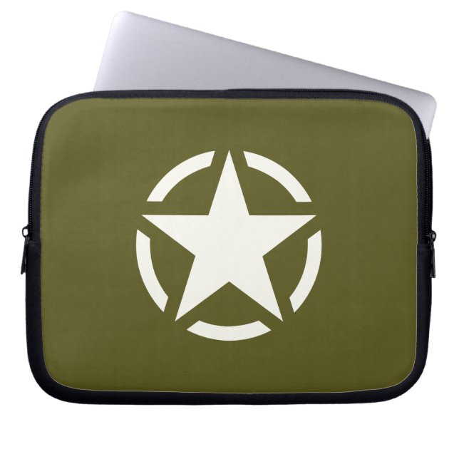 Capa Para Notebook Estêncil estelar clássico em Khaki Green (Frente)