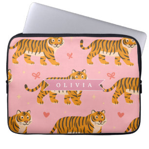 Capa Para Notebook Estética Personalizada Rosa Tigre Chic Irreverente