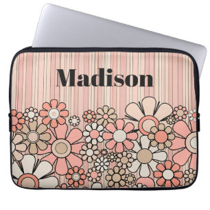Capa Para Notebook Estética Retro Floral Personalizada Rosa 60s