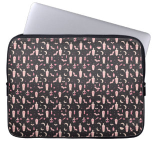 Capa Para Notebook Estilo branco, bruxaria-vampiro, preto e rosa