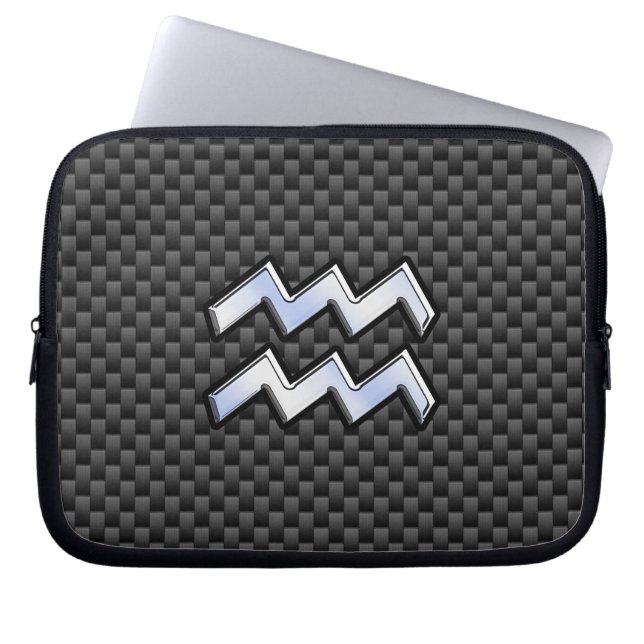 Capa Para Notebook Estilo de Fibra Carbono de Sinal Zodiac Aquário (Frente)
