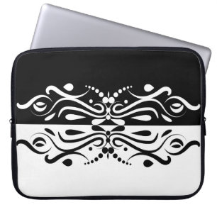 Capa Para Notebook Estilo de Harlequin Abstrato branco e preto elegan