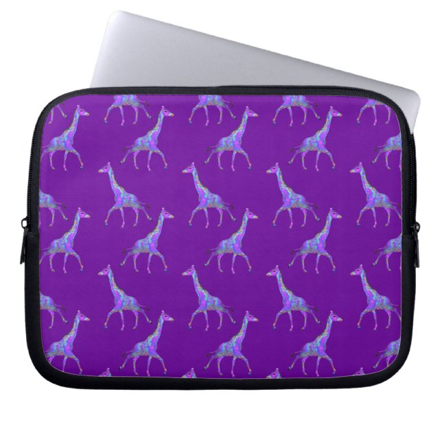 Capa Para Notebook Estilo de Hippie Roxo Girafa (Frente)