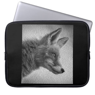 CAPA PARA NOTEBOOK ESTILO DE PINTURA DE FOX PRETO E BRANCO