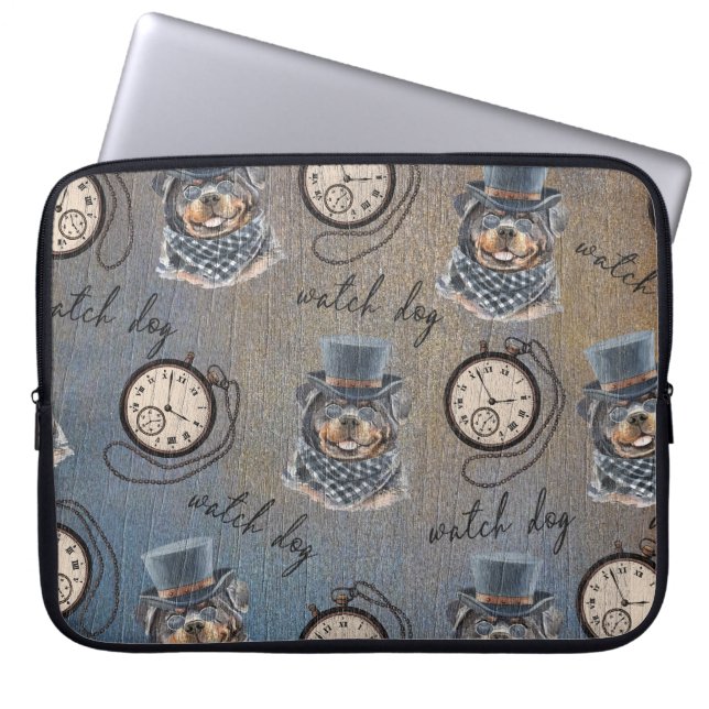 Capa Para Notebook Estilo de Steampunk do cão de guarda de Rottweiler (Frente)