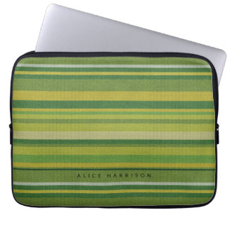 Capa Para Notebook Estilo de tecido mexicano verde stripes
