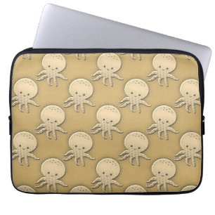 Capa Para Notebook Estilo de Vintage Sepia Bebê Octopus Tecido