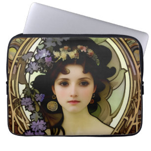 Capa Para Notebook Estilo Elegante Mucha Retrato de uma Bela Mulher