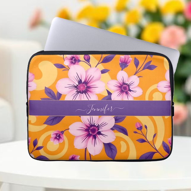 Capa Para Notebook Estilo Floral-Dopamina Vibrante de Verão- (Vibrant Summer Floral-Dopamine Style- Laptop Sleeve )