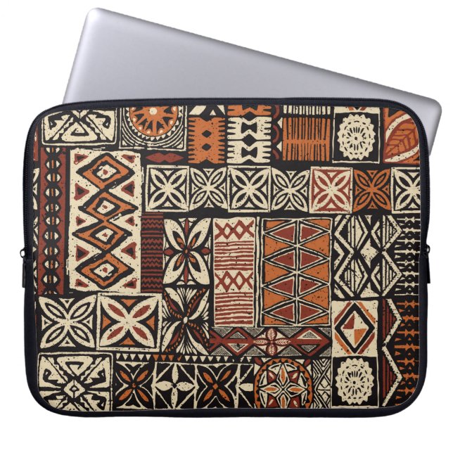 Capa Para Notebook estilo havaiano tapa tecido abstrato patchwo triba (Frente)