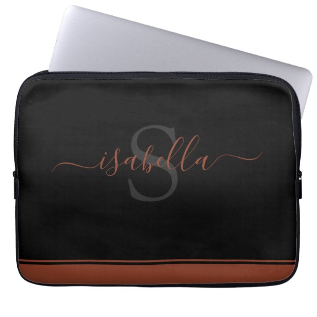 Capa Para Notebook Estilo Moderno Simples Monograma Elegante Estojo L (Frente)