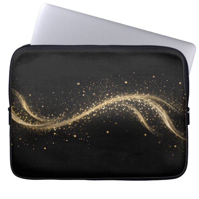 Capa Para Notebook Estilo Premium Preto Dourado Tech (Frente)