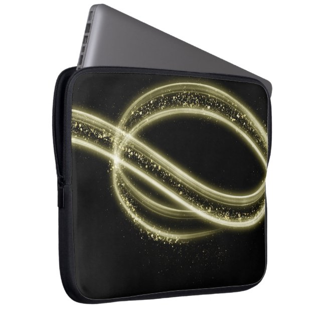Capa Para Notebook Estilo Premium Preto Dourado Tech (Frente Esquerda)