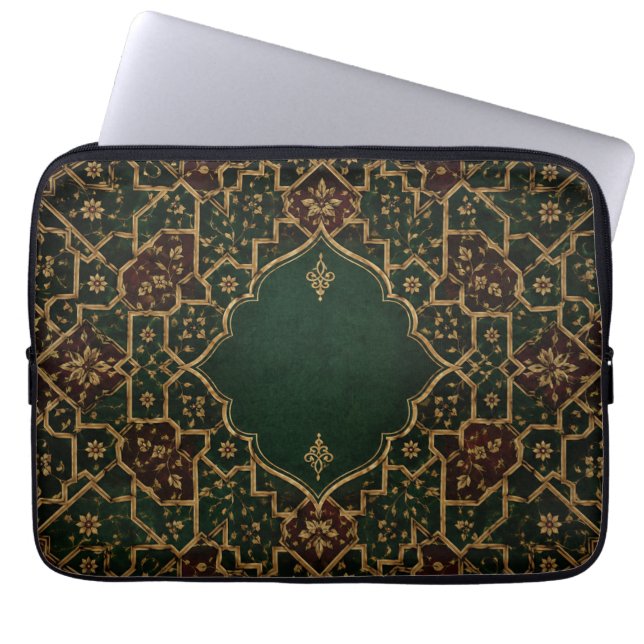 Capa Para Notebook Estojo de Laptop Árabe Islâmico de Luxo | Esmerald (Frente)