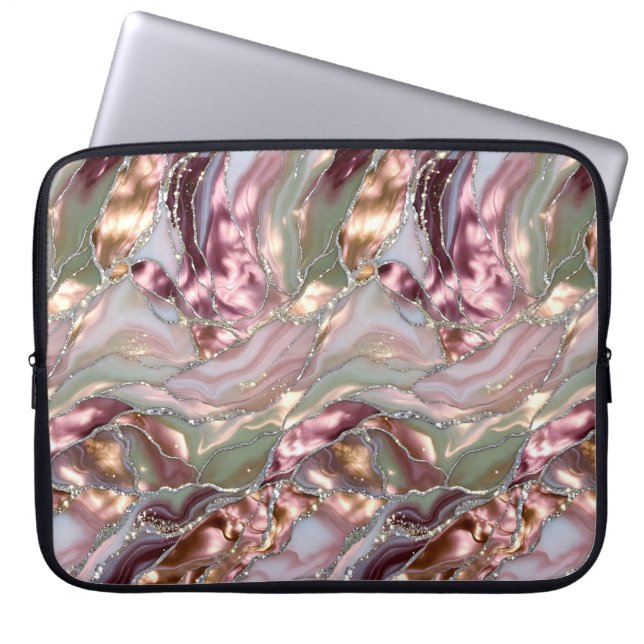 Capa Para Notebook Estojo de Laptop Blush Marble Manga Elegante (Frente)