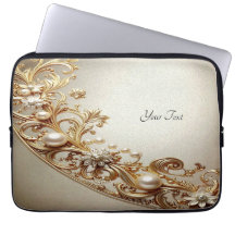 Estojo de Laptop com Floreio Dourado Ornamentado