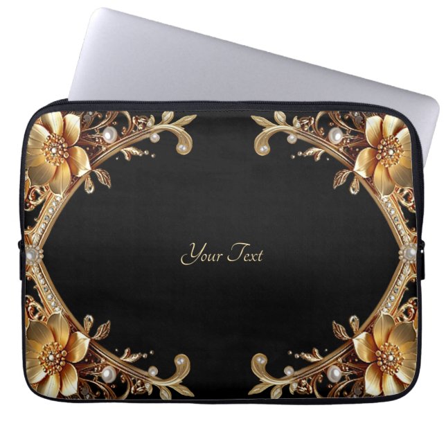 Capa Para Notebook Estojo de Laptop com Moldura de Ouro Elegante (Frente)