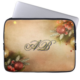 Capa Para Notebook Estojo de Laptop com Monograma de Natal | Capinha 