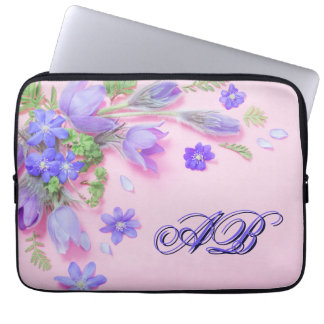 Capa Para Notebook Estojo de Laptop com Monograma Floral Personalizad