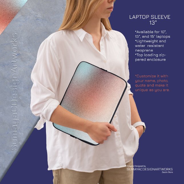 Capa Para Notebook Estojo de Laptop Laranja Azul Claro com Brilho Ele (Criador carregado)