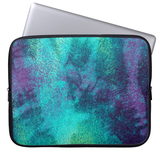 Capa Para Notebook Estojo de Laptop Moderno Abstrato em Verde Azul e  (Frente)