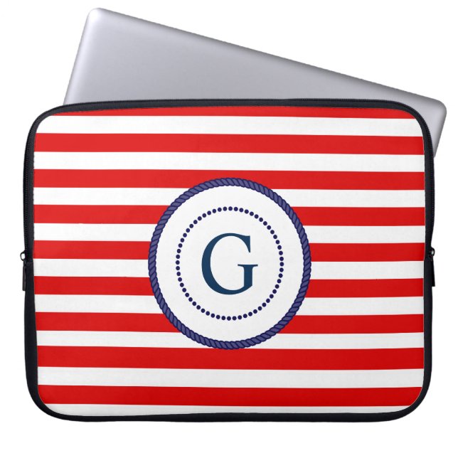 Capa Para Notebook Estojo de Laptop Monogramado Náutico (Frente)