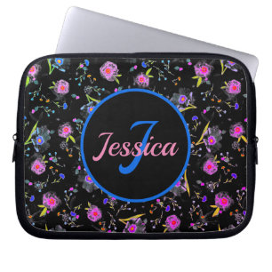 Capa Para Notebook Estojo Elegante de Laptop com Monograma Floral