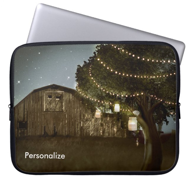 Capa Para Notebook Estojo para Laptop com Luzes de Celeiro Rústico e  (Frente)