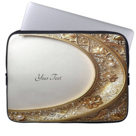 Capa Para Notebook Estojo para Laptop com Moldura Dourada Ornamentada