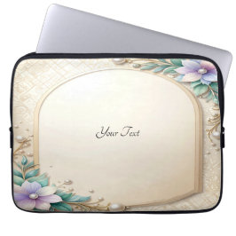 Capa Para Notebook Estojo para Laptop com Moldura Floral Decorativa c